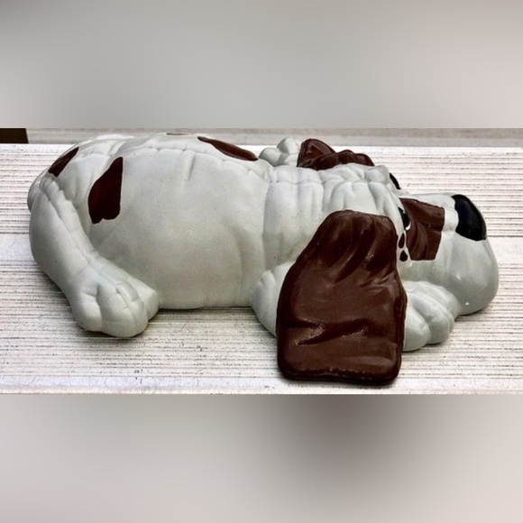 Vintage 1986 Antique KIMPLE MOLD CORP. Brown Grey Spotted Lounging Dog - Picture 4 of 10